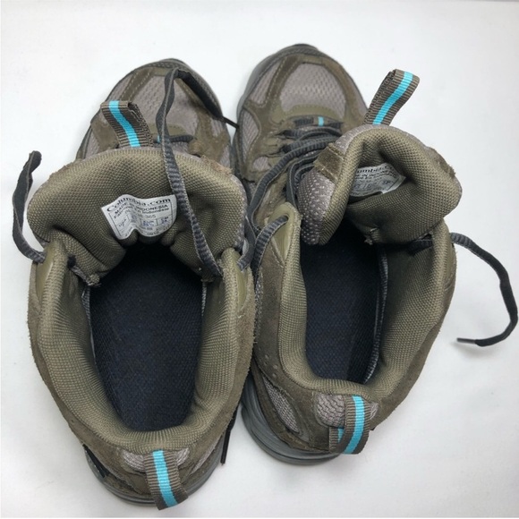Columbia Omni Tech BL3638365 Leather Mesh Green Grey Women Hiking Boots 7 - Picture 7 of 9